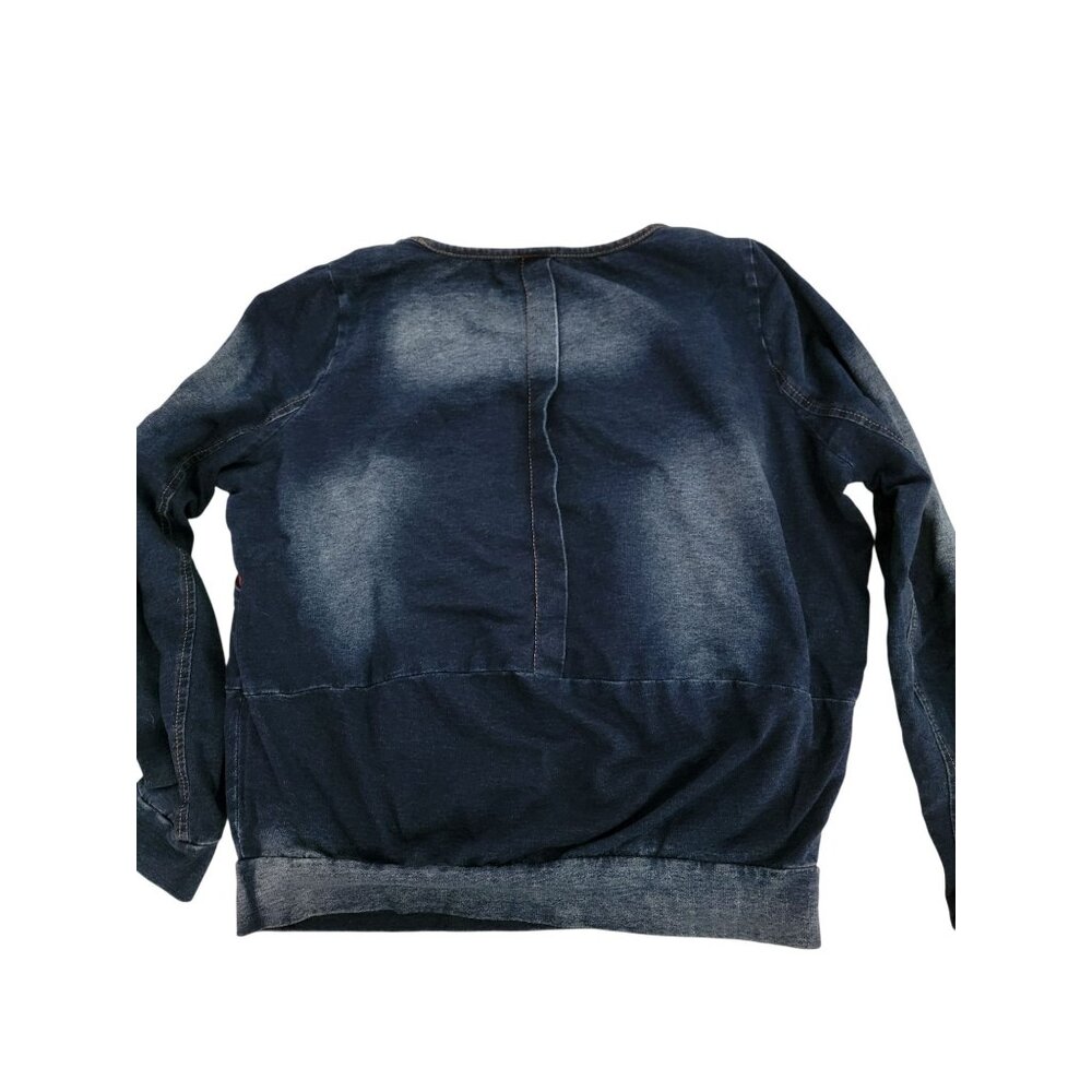 Womens Wa.ado Collection Denim Blue Sweatshirt With Red Accents & Pockets - Picture 2 of 7